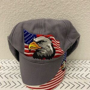 American Bald Eagle American Flag Cap Gray